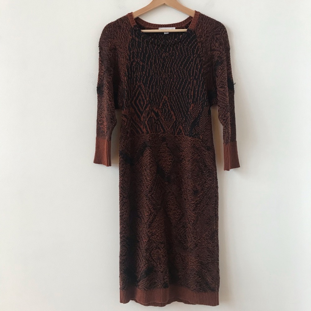 See by Chloe burnt orange and black knit dress